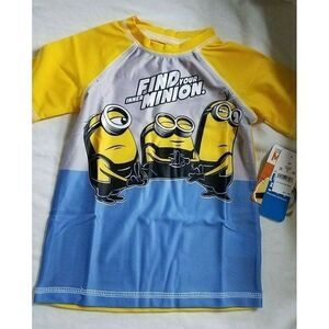 2T Girls Boys Toddler Swim T-Shirt Tee Despicable Me Minions Wearable Sunblock